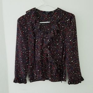Madewell Star-print Silk Wrap Blouse